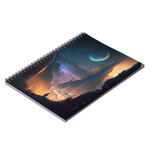 Science Fiction Futuristic City Notebook Notizblock (Linke Seite)