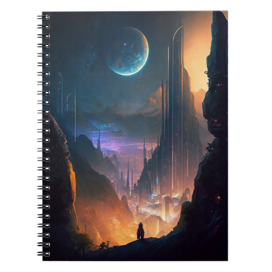 Science Fiction Futuristic City Notebook Notizblock (Vorderseite)