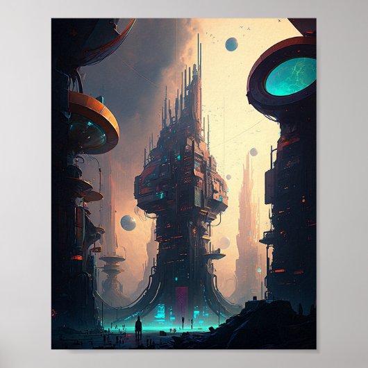 Science Fiction Futuristic City Poster (Vorne)