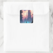 Science Fiction Futuristic City Quadratischer Aufkleber (Tasche)
