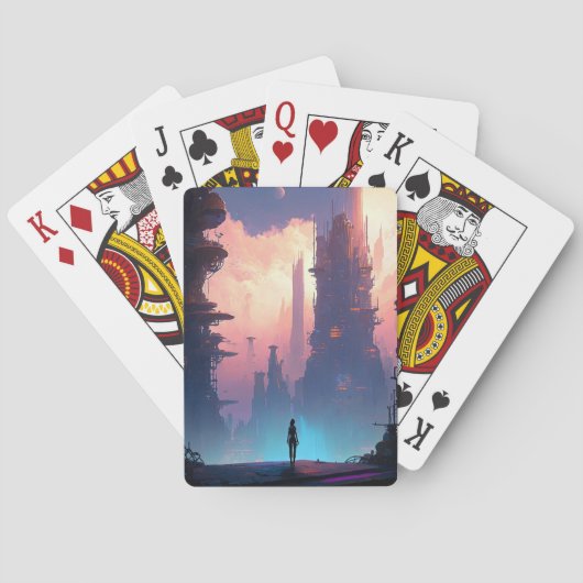 Science Fiction Futuristic City Spielkarten (Rückseite)