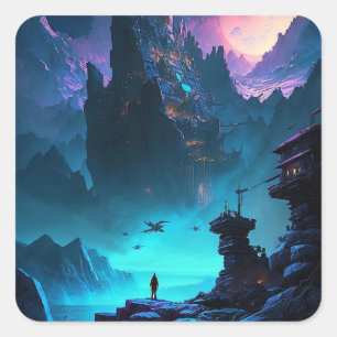 Science Fiction Futuristic City Square Sticker