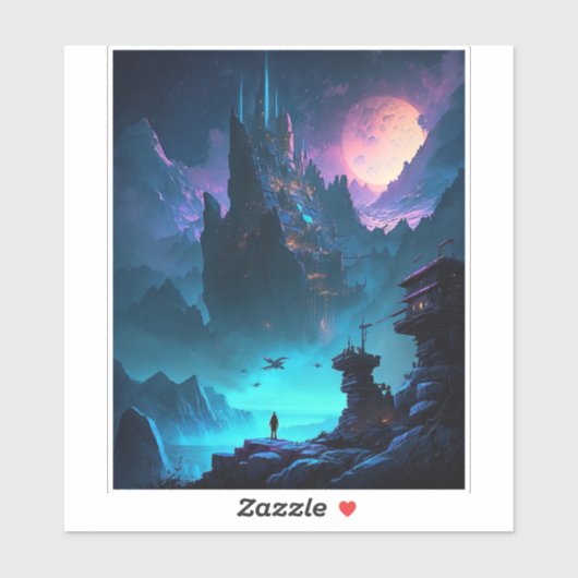 Science Fiction Futuristic City Sticker (Blatt)