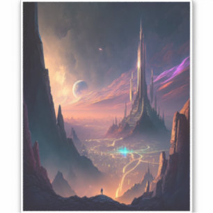 Science Fiction Futuristic City Sticker