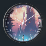 Science Fiction Futuristic City Uhr<br><div class="desc">Fantasy Art Produkte von The Lunarium.</div>