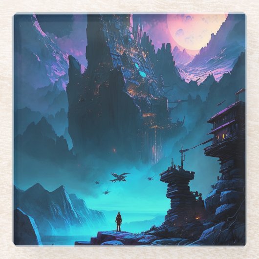 Science Fiction Futuristic City Untersetzer (Vorderseite)