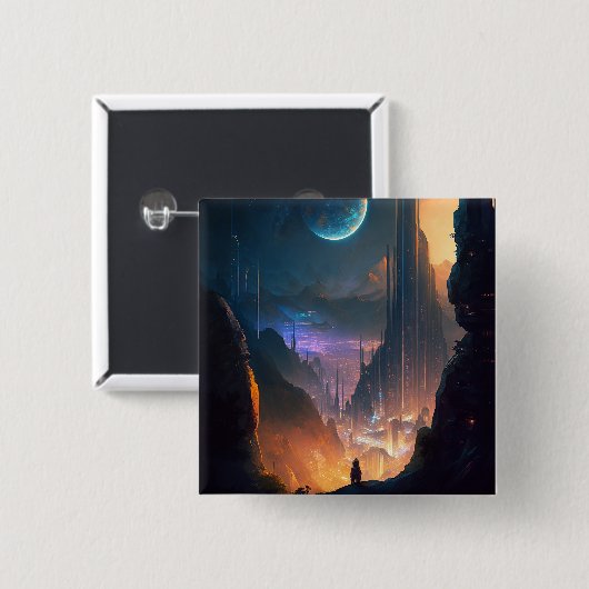 Science Fiction Futuristische City-Taste Button (Vorne & Hinten)