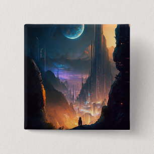 Science Fiction Futuristische City-Taste Button