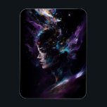 Science Fiction Head Space Explosion Astronomie Magnet<br><div class="desc">Im Weltraum explodieren lebendige Farben vom Kopf dieses Weibchens.</div>