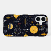 Science-Fiction-Muster iPhone 16 Hülle (Rückseite (Horizontal))