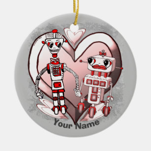Science-Fiction-Roboter verliebt Keramik Ornament