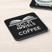 Science Fiction Romane und Kaffee Getränkeuntersetzer (Linke Seite)