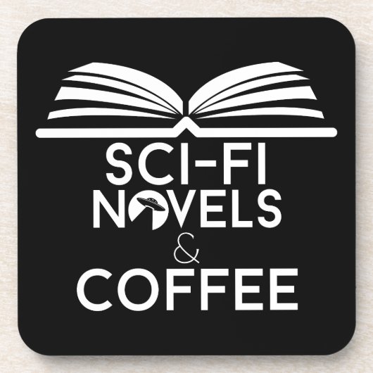 Science Fiction Romane und Kaffee Getränkeuntersetzer (Vorderseite)
