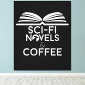 Science Fiction Romane und Kaffee Leinwanddruck (Insitu (Holzboden))