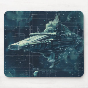 Science-Fiction-Schlachtschiff-Diagramm Mousepad