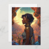 Science Fiction Schwarze Frau Afrofuturismus Postkarte (Vorne/Hinten)