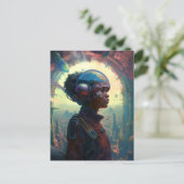 Science Fiction Schwarze Frau Afrofuturismus Postkarte (Stehend Vorderseite)