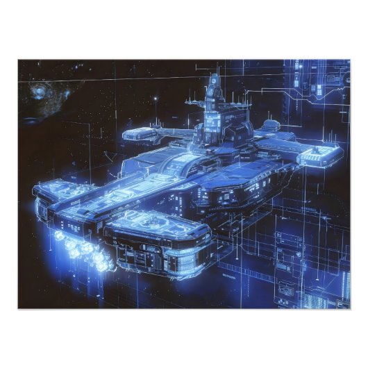 Science Fiction Ship Blueprint Fotodruck (Vorne)