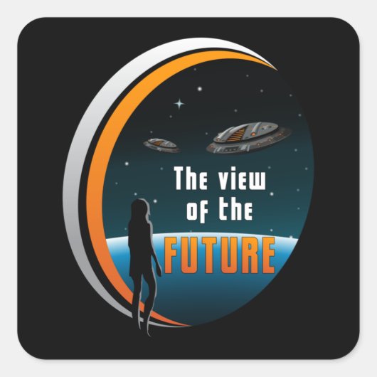 Science Fiction Ufo Space Alien Sci-Fi Funny Gift Quadratischer Aufkleber (Vorderseite)