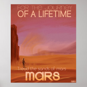 Science-Fiction Vintage-Mars-Urlaub-Illustration Poster