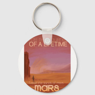 Science Fiction Vintage Mars Urlaub Illustration Schlüsselanhänger