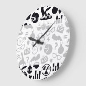 Science for Scientist Pattern (Black and White) Große Wanduhr (Winkel)