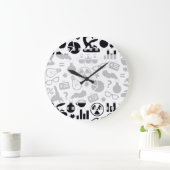 Science for Scientist Pattern (Black and White) Große Wanduhr (Zuhause)