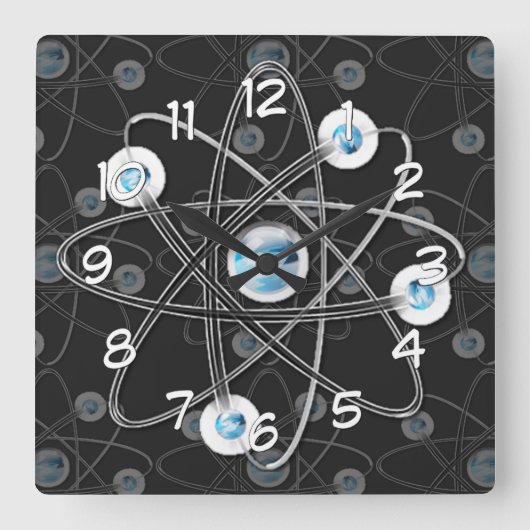 Science Geek Atom Symbol Wall Clock Quadratische Wanduhr (Vorderseite)