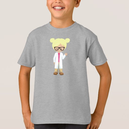 Science Girl, Scientist, Niedlich Girl, Blonde Hai T-Shirt (Vorderseite)