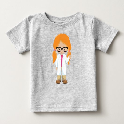 Science Girl, Scientist, Niedlich Girl, Orange Hai Baby T-shirt (Vorderseite)