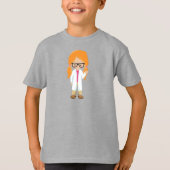 Science Girl, Scientist, Niedlich Girl, Orange Hai T-Shirt (Vorderseite)