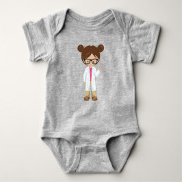 Science Girl, Scientist, Niedliches Mädchen, braun Baby Strampler