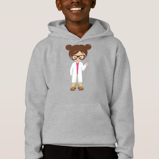 Science Girl, Scientist, Niedliches Mädchen, braun Hoodie (Vorderseite)