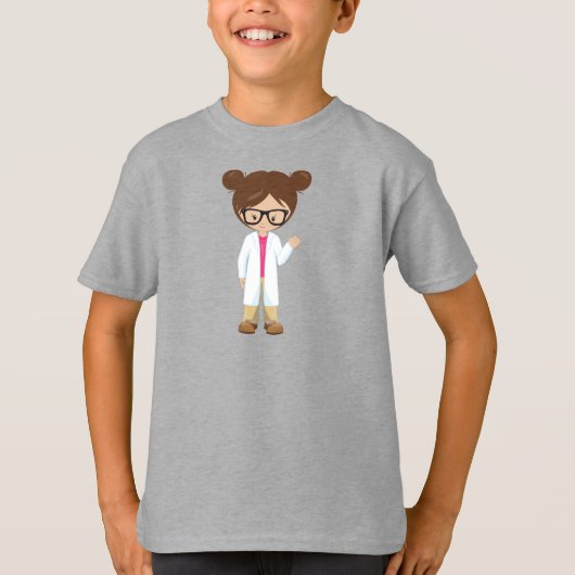 Science Girl, Scientist, Niedliches Mädchen, braun T-Shirt (Vorderseite)