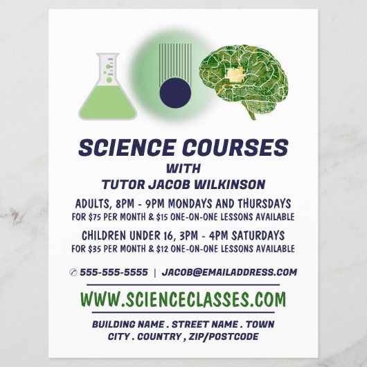 Science Icons, Science Course Advertising Flyer (Vorne)