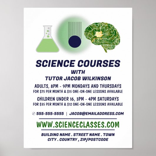Science Icons, Science Course Advertising Poster (Vorne)