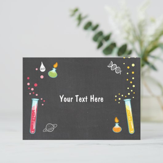 Science Insert card Science Party Experiment UAWG RSVP Karte (Stehend Vorderseite)