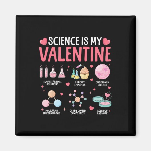 Science Is My Valentine Stem Love Chemistry Hearts Magnet (Vorne)