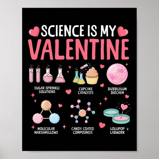 Science Is My Valentine Stem Love Chemistry Hearts Poster (Vorne)
