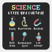 Science keeps you curious quadratischer aufkleber (Vorderseite)