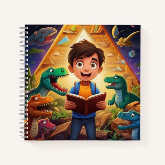 Science Kid Reading to Dinosaurs - Einzigartiges D Notizblock (Vorderseite)
