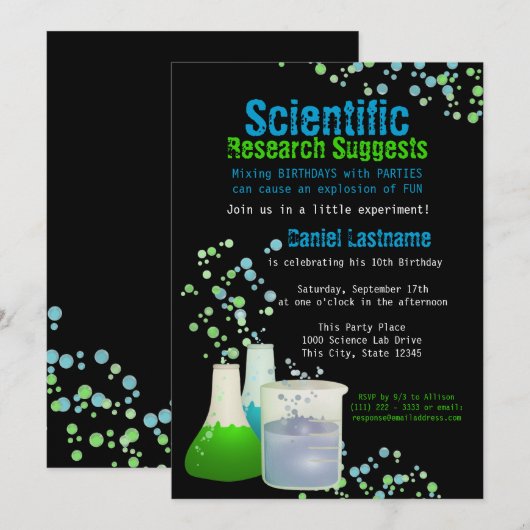 Science Labrador Birthday Einladung (Vorne/Hinten)