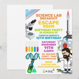 Science Labrador Thema Escape Room, Geburtstagspar Einladung