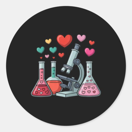 Science Love Hearts Stem Teacher Valentine  Runder Aufkleber (Vorderseite)