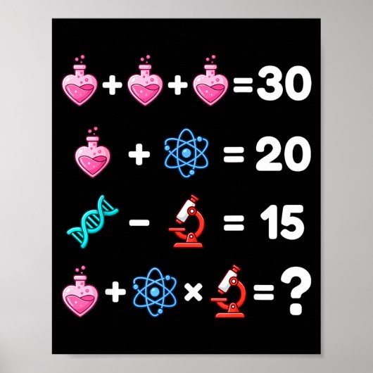 Science Math Riddle Valentine Chemistry Biology Lo Poster (Vorne)