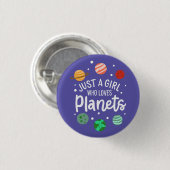 Science Nerd WeltraumGirl, der Planeten Lieben Button (Vorne & Hinten)