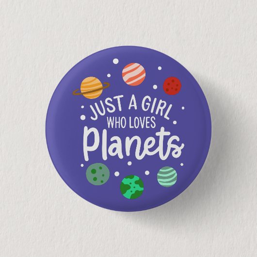 Science Nerd WeltraumGirl, der Planeten Lieben Button (Vorderseite)