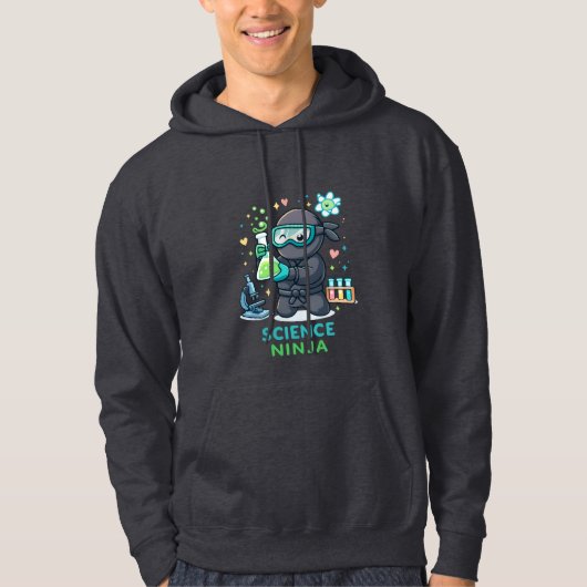 Science Ninja – Cute Chemist Cartoon DesigCamiseta Hoodie (Vorderseite)