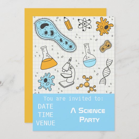Science Party Chemie Experimente Party Invitati Einladung (Vorne/Hinten)