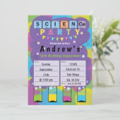 Science Party - Kinder als Geburtstagsparty Einladung (Stehend Vorderseite)